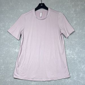 Fabletics Shirt Womens Size Small Pink Split Back Short Sleeve Active Yoga